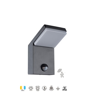 ALPINE * APLIQUE LED IP65 6W 3000K GRIS OSCURO SENSOR